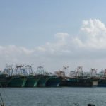 Karaikal - Idle Fishing Trawlers during Tamil Nadu fishing ban period